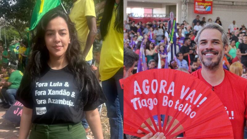 Verso do folhetim estaria dividido ao meio, com um lado em amarelo com a bandeira do Brasil e outro em vermelho que mistura o popular símbolo do comunismo e do socialismo