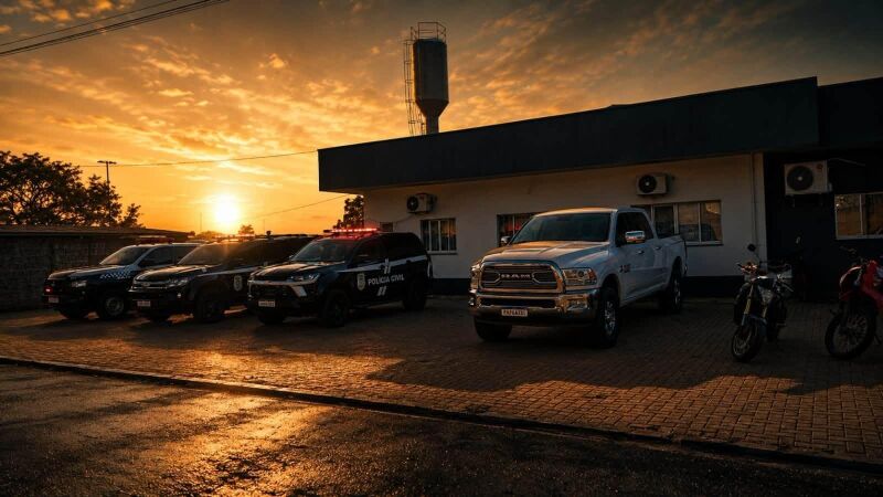 Dodge Ram, motocicletas e outros veículos foram apreendidos durante operação conjunta das polícias Civil e Militar em Brasilândia.