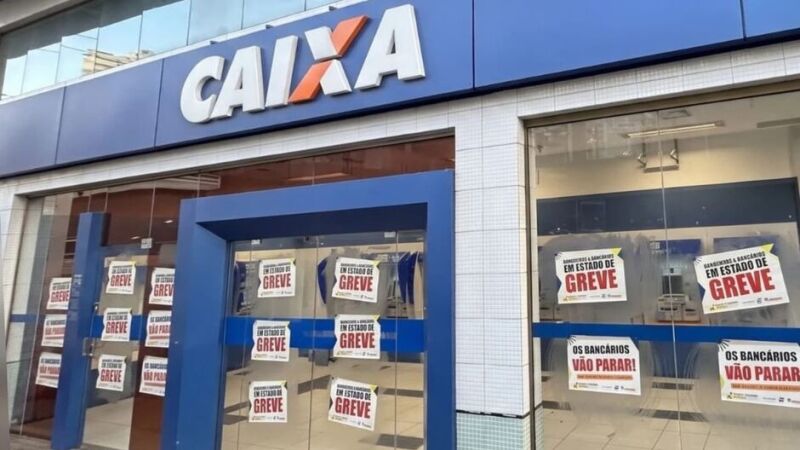Agências da Caixa aderiram à greve iniciada nesta quinta-feira (10) em Campo Grande e região. Crédito: conforme a origem da imagem.