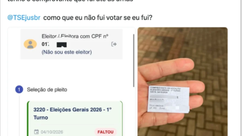 Por meio das redes sociais, eleitores reclamaram de falha no sistema nesta terça-feira 