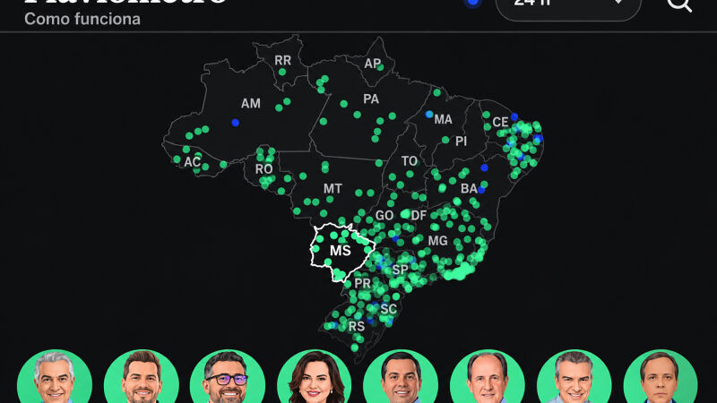 Flaviômetro monitora a atuação de políticos eleitos nas redes sociais e destaca Mato Grosso do Sul, onde menos da metade dos parlamentares e gestores acompanhados publicou mensagens de apoio a Flávio Bolsonaro nas últimas 24 horas