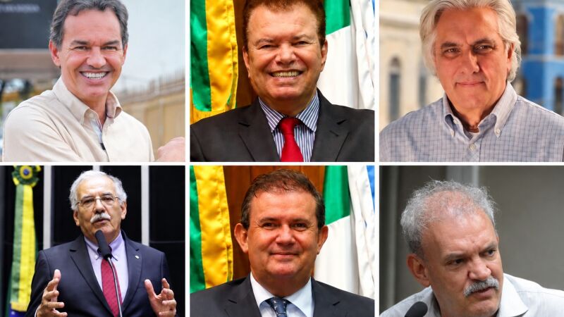 Da esquerda para a direita e de cima para baixo, Marquinhos Trad, Maurício Picarelli, Delcídio do Amaral, Eduardo Rocha e Geraldo Resende, nomes conhecidos da política de Mato Grosso do Sul.