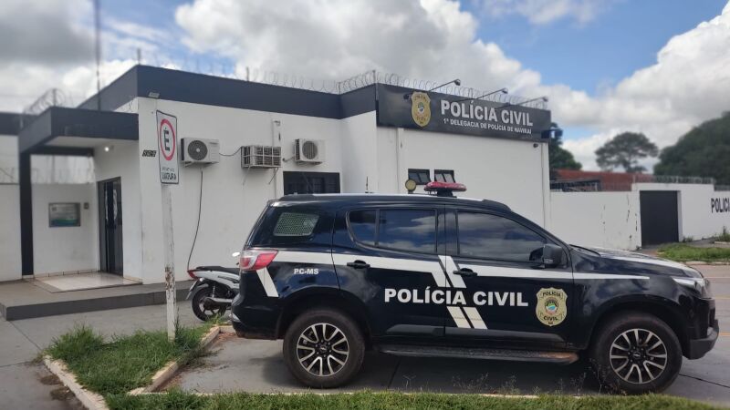 Delegacia de Polícia Civil de Naviraí, responsável pela investigação que identificou cinco suspeitos no golpe da falsa acompanhante. Foto: Divulgação/PCMS