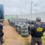 DOF apreende caminh&atilde;o "recheado" de pneus na MS-156