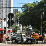 Viatura da PM pega fogo no centro de Campo Grande