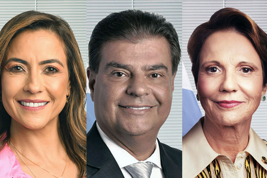 A senadora Soraya Thronicke (Podemos-MS), o senador Nelsinho Trad (PSD-MS) e a senadora Tereza Cristina (PP-MS)