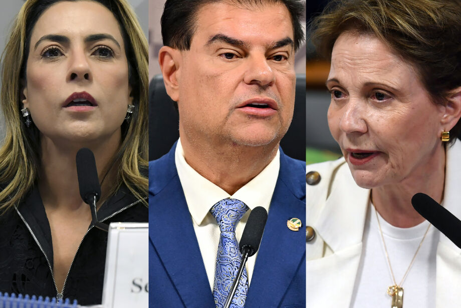 Senadores Soraya Thronicke (Podemos), Nelsinho Trad (PSD) e Tereza Cristina (PP)