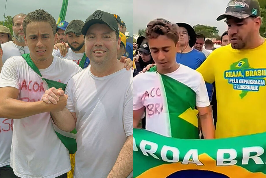 Nikolas Ferreira com o deputado federal Rodolfo Nogueira e com o ex-deputado Capit&atilde;o Contar