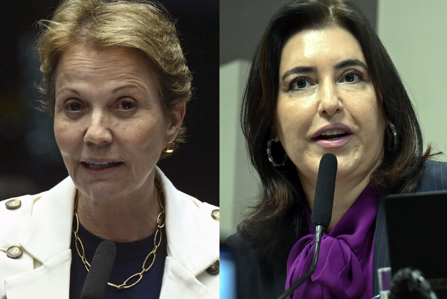 A senadora Tereza Cristina (PP) e a ministra do Planejamento e Or&ccedil;amento, Simone Tebet (MDB)