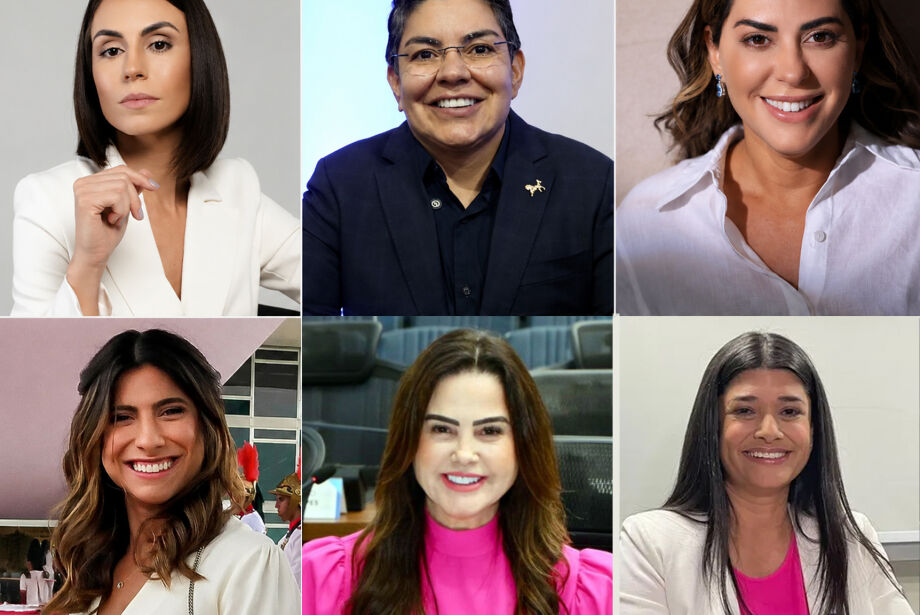 As pr&eacute;-candidatas Luana Ruiz, Isa Marcondes, Viviane Luiza, Camila Jara, Mara Caseiro e Rose Modesto