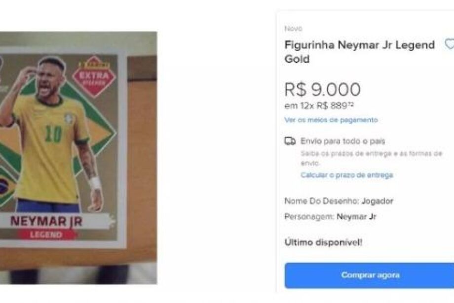 Figurinha Neymar Jr Gold Copa 2022