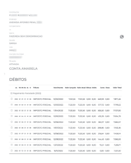 Extrato da dívida do terreno onde  está localizado o QG do Capitão Contar