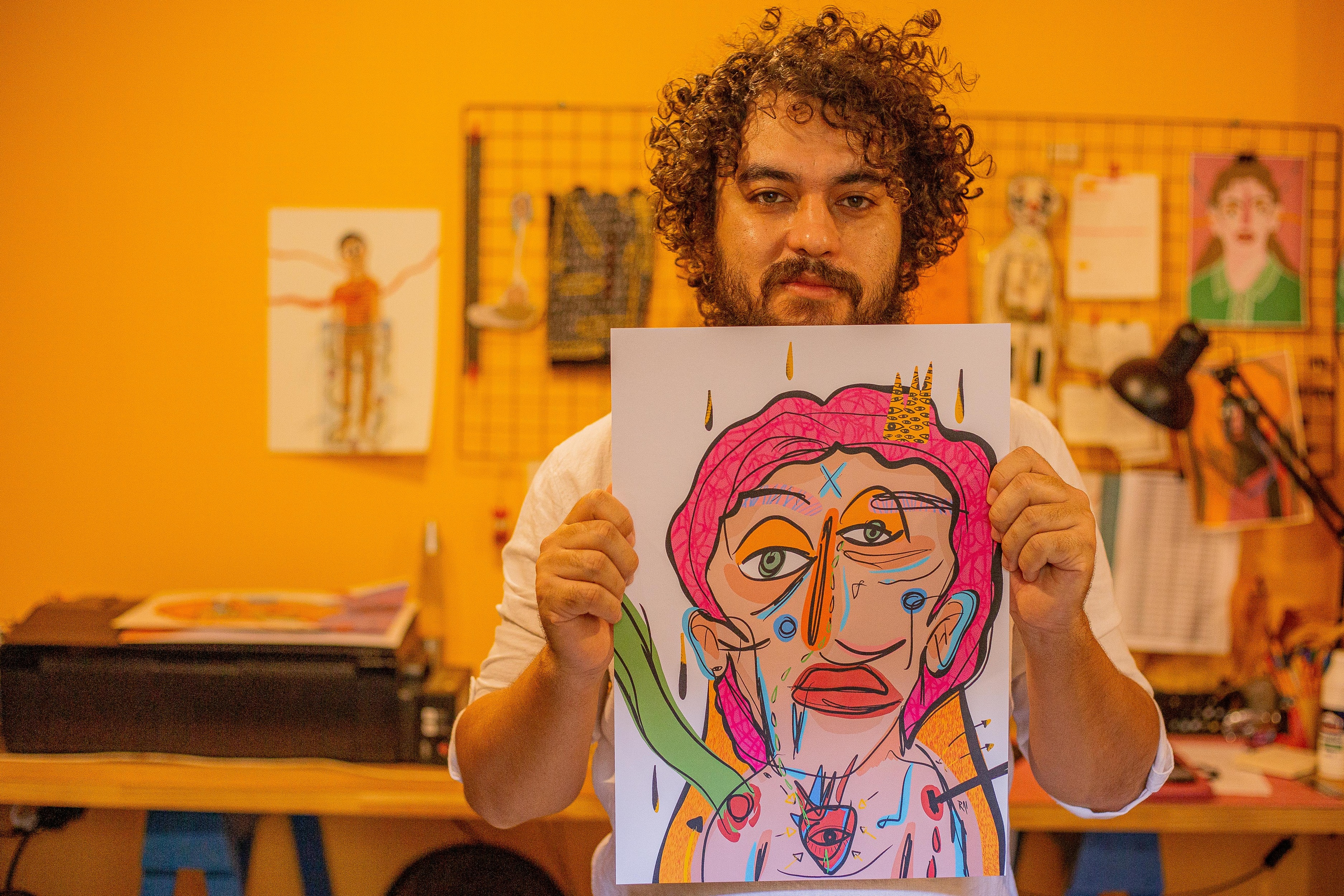 Ator e artista pl&aacute;stico, Raique Moura, realiza primeira exposi&ccedil;&atilde;o em Dourados