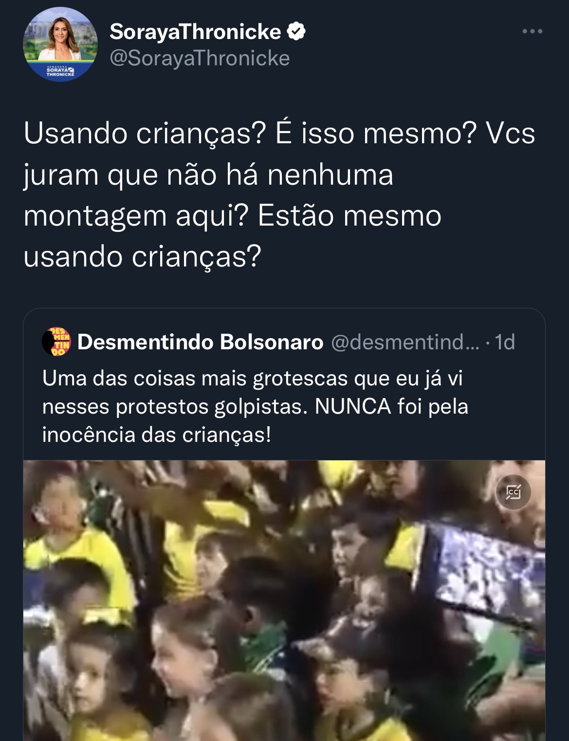 Post de Soraya em rede social