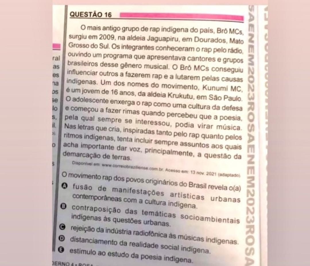 Quest&atilde;o do Enem cita a trajet&oacute;ria do Br&ocirc; MCs