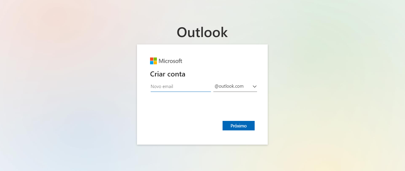 Criando e-mail do hotmail