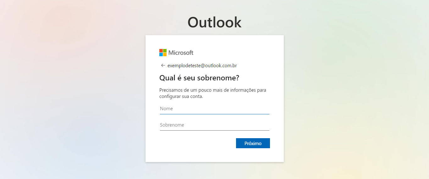 Nome no Hotmail