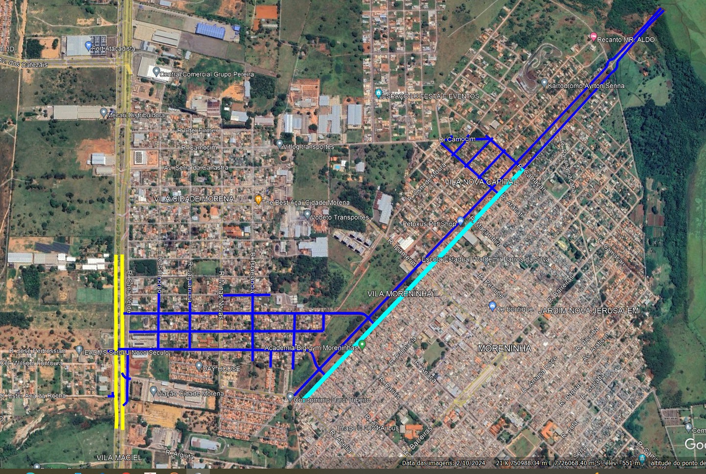 Vias com obras nas moreninhas