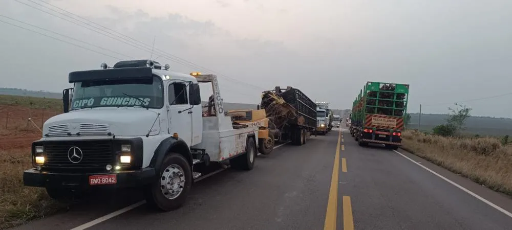 Acidente envolvendo dois caminhões na MS-338, no km 309 sentido Santa Rita do Pardo. 