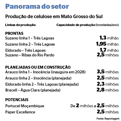 O governo de Mato Grosso do Sul confirmou o investimento de US$ 4 bilhões (R$ 25 bilhões) na construção de uma fábrica de celulose da Bracell em Água Clara.