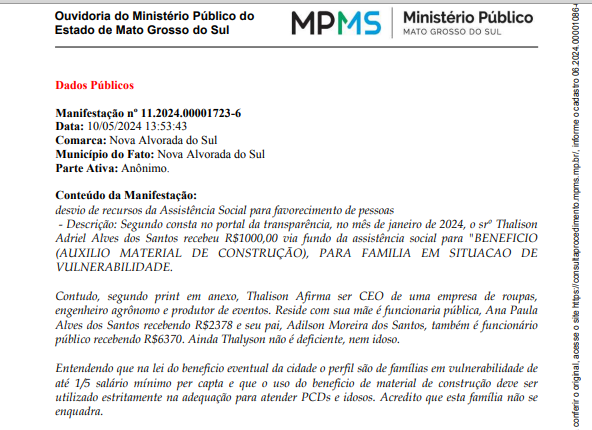 Fachada MPMS, em Campo Grande