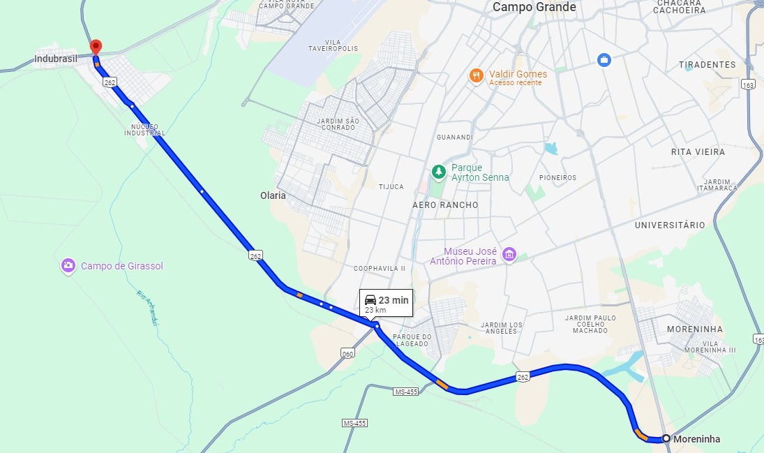 Atualmente, o único trecho duplicado da do anel viário está na entrada do "elefante branco" do terminal intermodal de Campo Grande