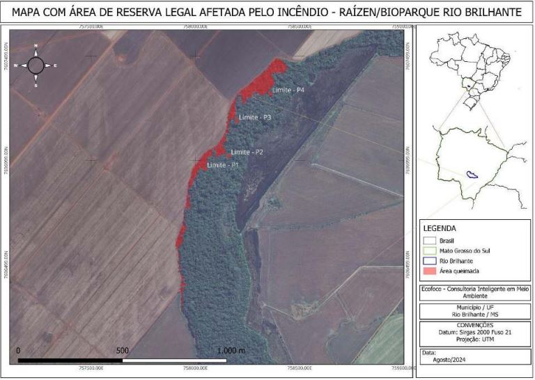 Sede da usina da Raízen de Rio Brilhante está às margens da BR-163, mas incêndio ocorreu longe dalí