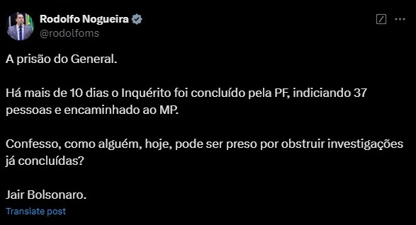 Dr. Luiz Ovando (Progressista), Marcos Pollon (PL) e Rodolfo Nogueira (PL) se posicionaram contrários a prisão de Walter Braga Netto.