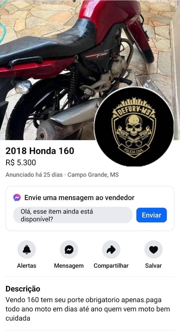 "Maior criminoso" por furtos de motocicletas é preso em Campo Grande