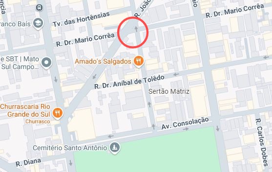 Local onde as pombas foram vistas nesta manh&atilde; (circulado de vermelho)