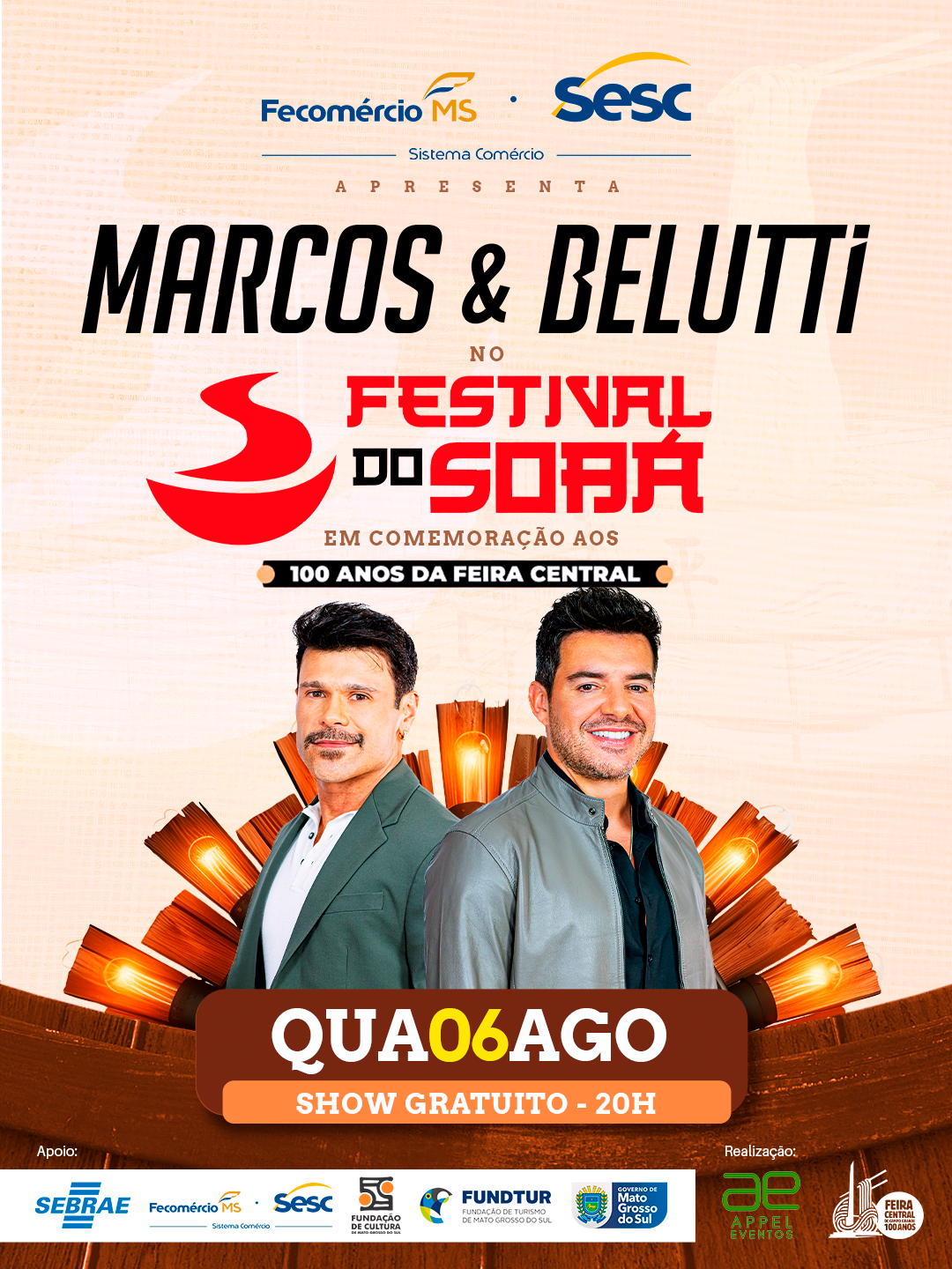 Marcos e Belutti farão o show de abertura do Festival do Sobá