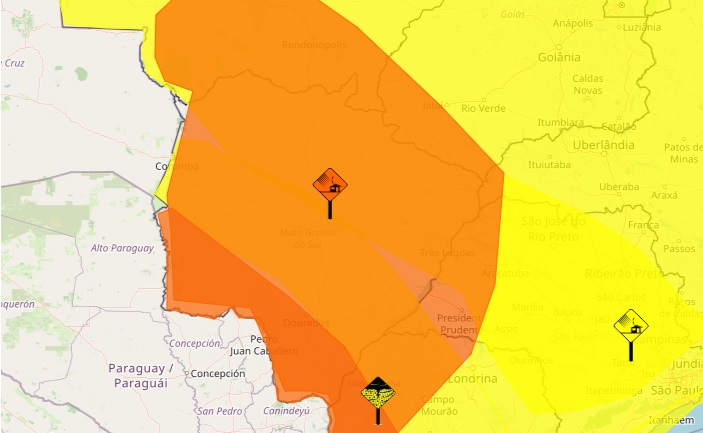 Mato Grosso do Sul est&aacute; em alerta para vendaval e tempestades