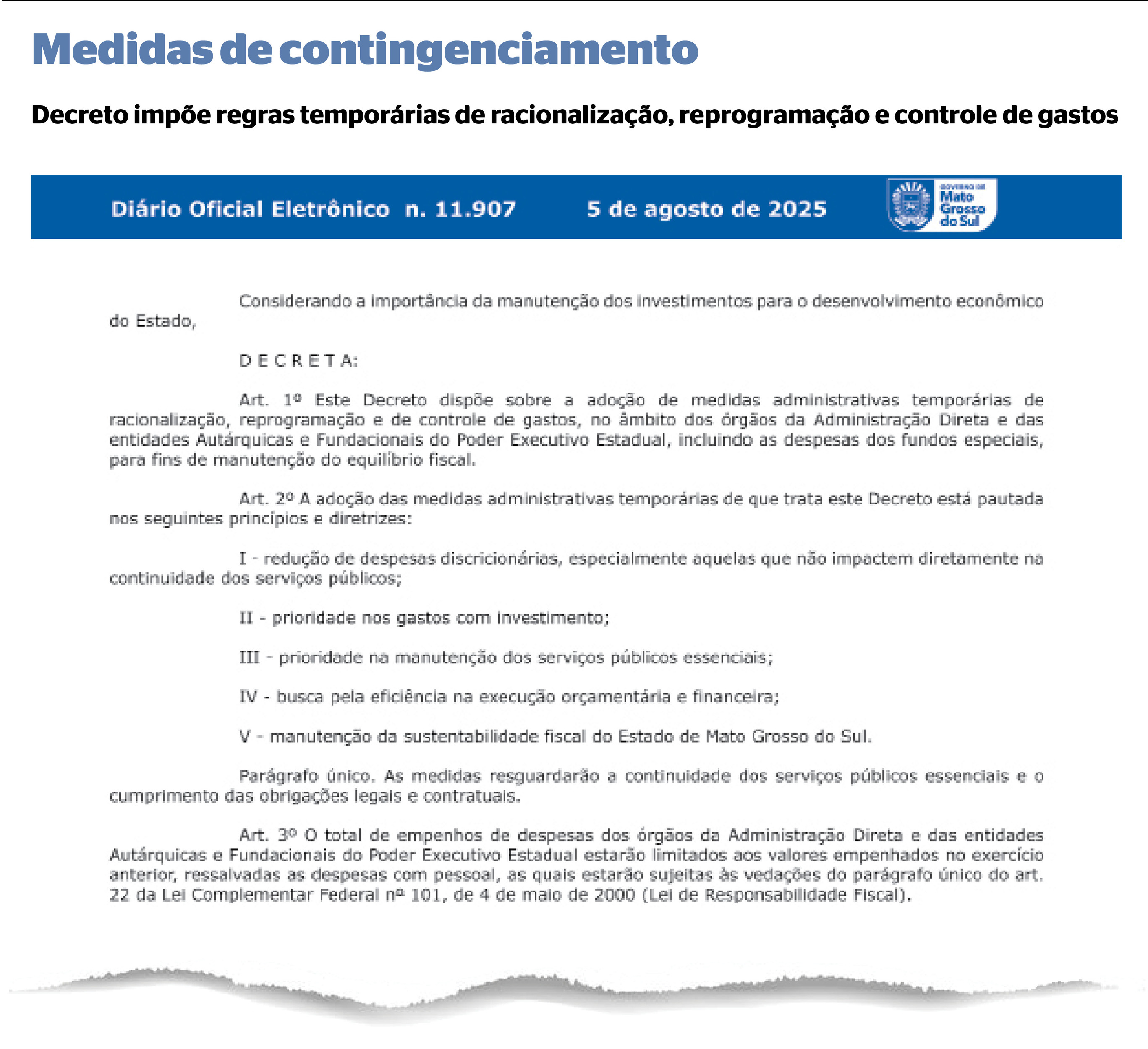 Medidas de contingenciamento