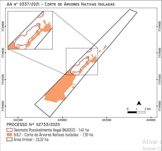 &Aacute;rea de 1,42 hectares desmatados