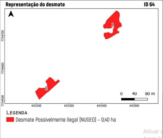 &Aacute;rea de 0,40 hectares desmatados