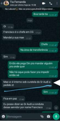 Conversa entre Klayton e sua tia Fernanda revelam que tramavam um pedido ao ex-diretor da Agepen, para evitar que Franscisco, chefe de transfer&ecirc;ncias de Campo Grande, mudasse o detento para outro local