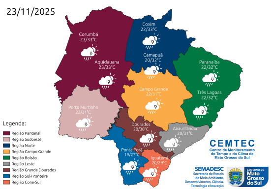 Previs&atilde;o do tempo para o domingo 