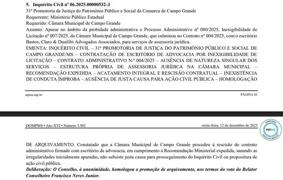 contratação específica foi firmada entre as partes em 21 de março, mesmo com Câmara já contando com estrutura de assessoria jurídica. 