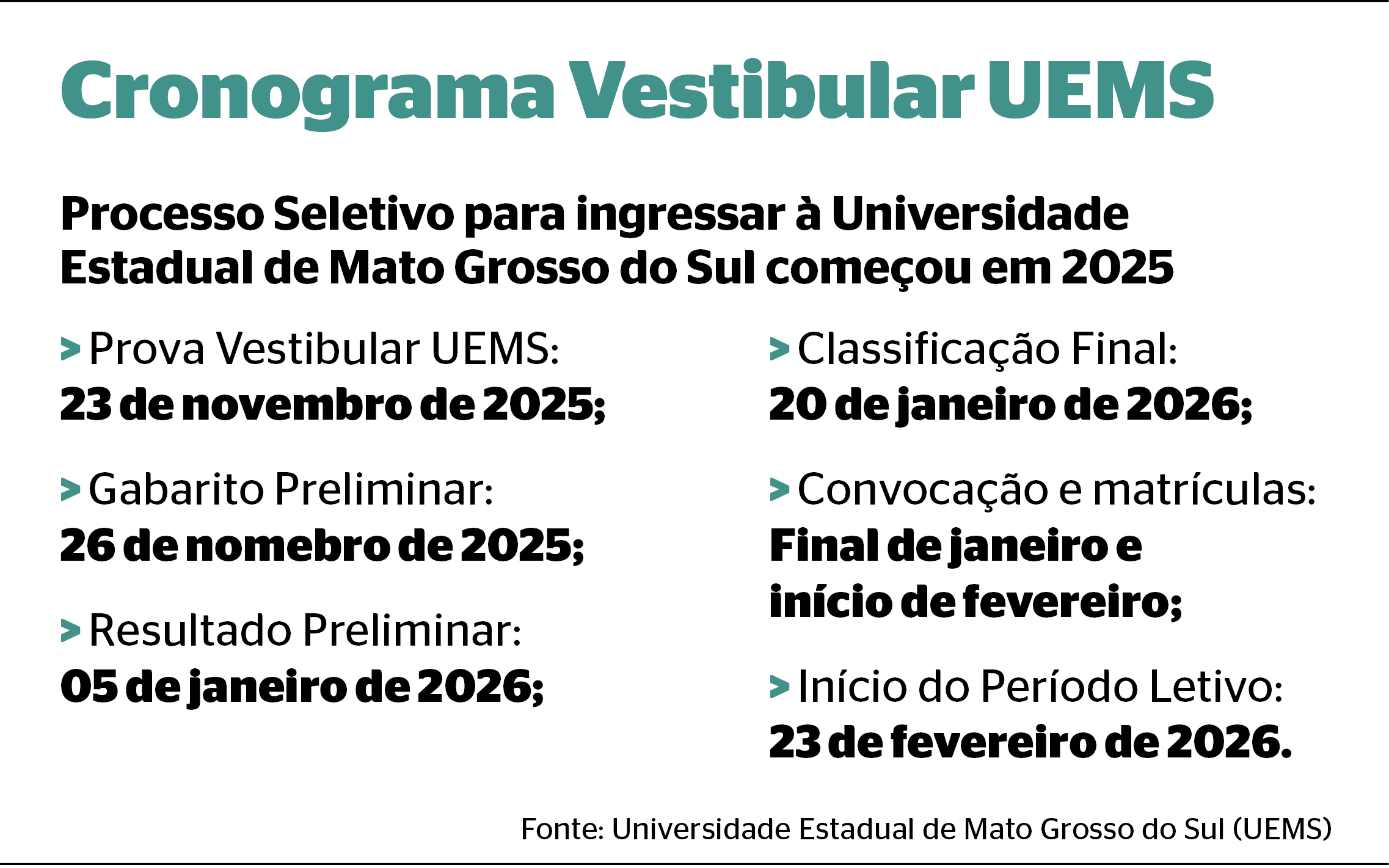 Resultado preliminar das notas do Vestibular da UEMS &eacute; divulgado