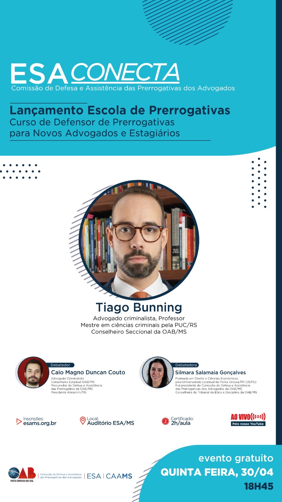 OAB/MS promove curso de defesa de prerrogativas para novos advogados e estagi&aacute;rios