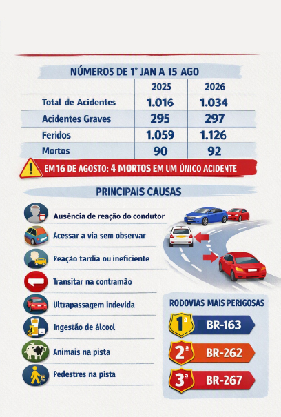 Aumenta viol&ecirc;ncia nas rodovias de MS neste ano