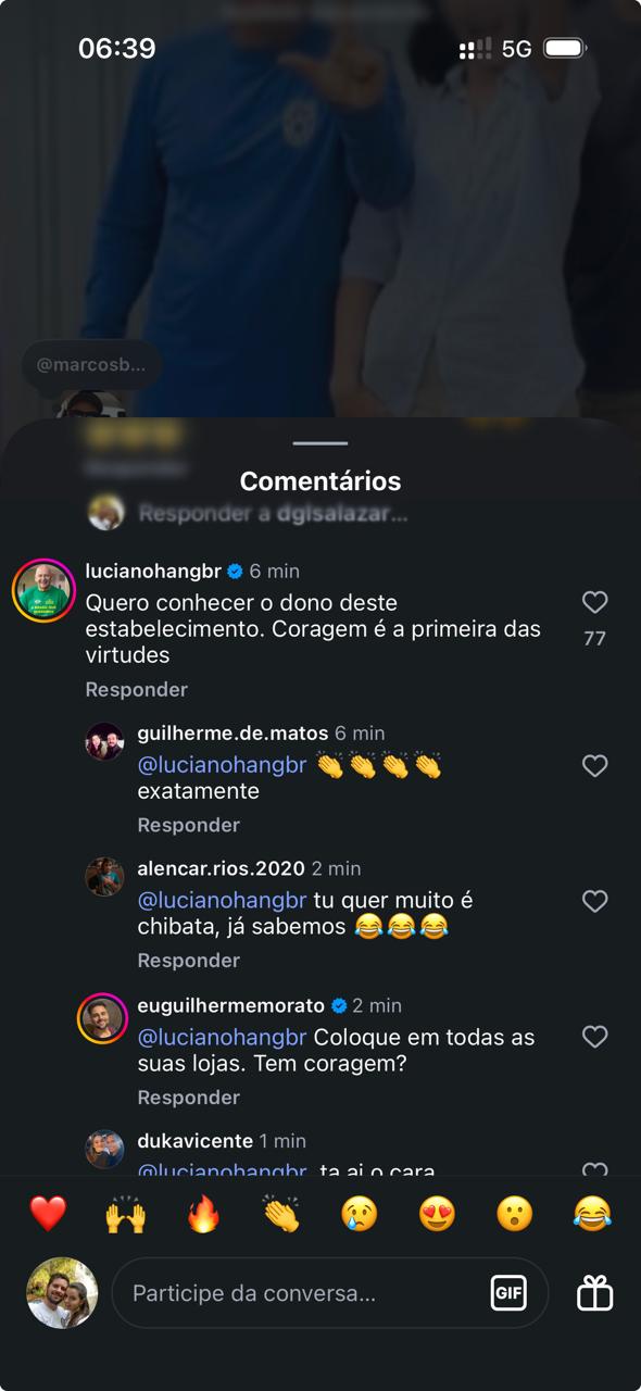 Fala do empres&aacute;rio em post nas redes sociais.