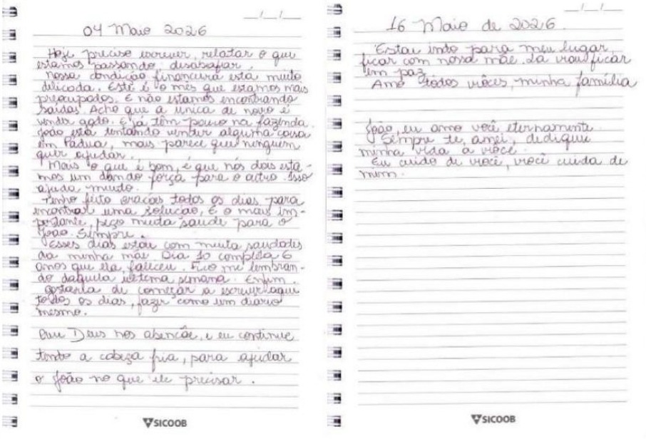 Inqu&eacute;rito policial traz registros do di&aacute;rio de Fab&iacute;ola Marcotti que se iniciam em 17 de abril de 2022, com pelo menos quatro anos de relatos da conviv&ecirc;ncia