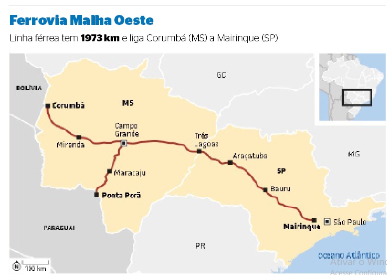 Trens que já foram usados na ferrovia que atravessa Mato Grosso do Sul estão sucateados no contorno ferroviário de Campo Grande